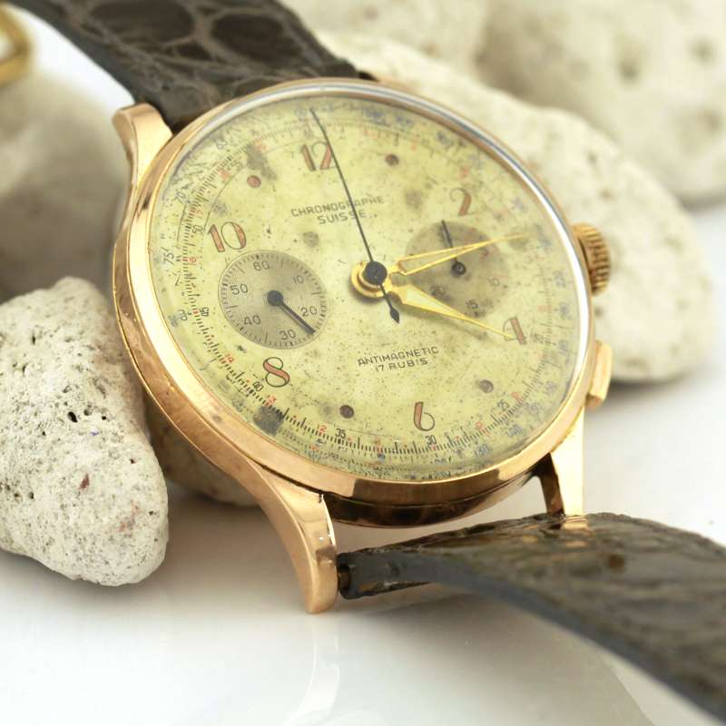 Chronograph swiss vintage gold sale